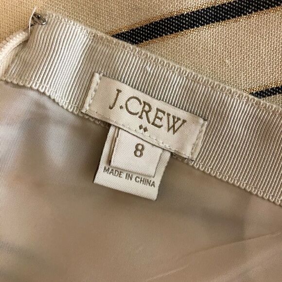 J.Crew Gold Metallic Stripped Skirt Sz8 - Picture 6 of 7